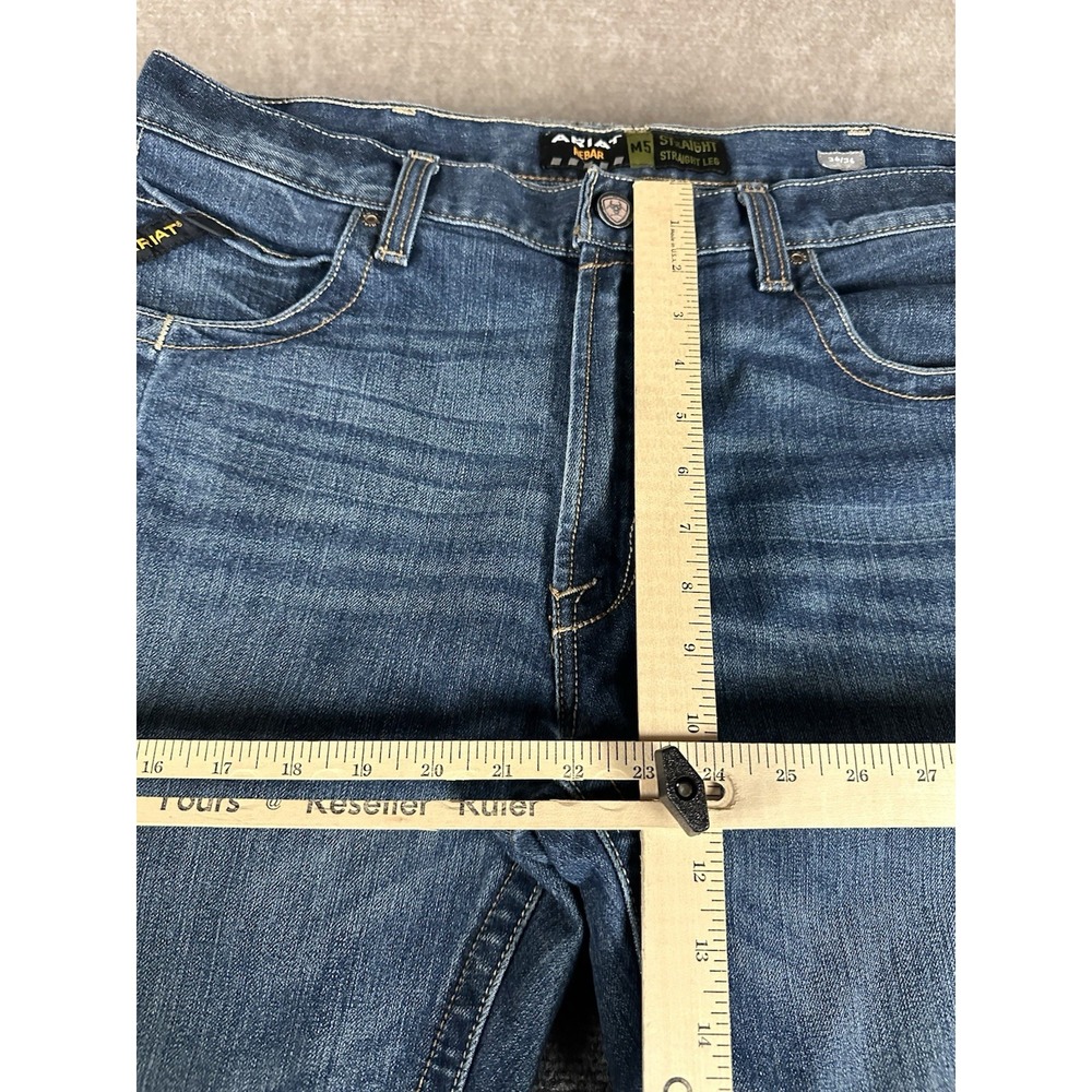 Ariat M5 Jeans Rebar Straight Men's Medium Wash Size 36 X 36 Whiskered * - Picture 3 of 14